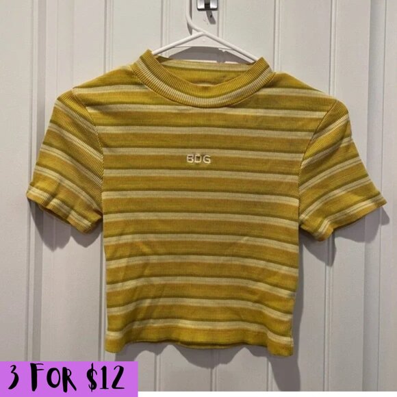 BDG Tops - Urban Outfitters BDG Y2K Striped Yellow Shirt Retro